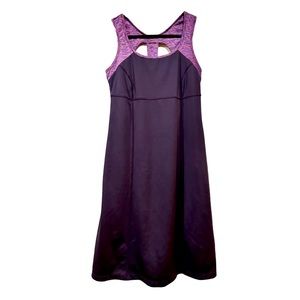 Prana Racerback Dress with Shelf Bra - Plum/Spacedye, M
